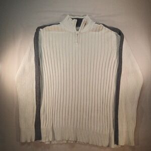 American Rag Men's Ribbed 1/4 Zip Sweater‎ XXL Cream Gray Heavy Knit